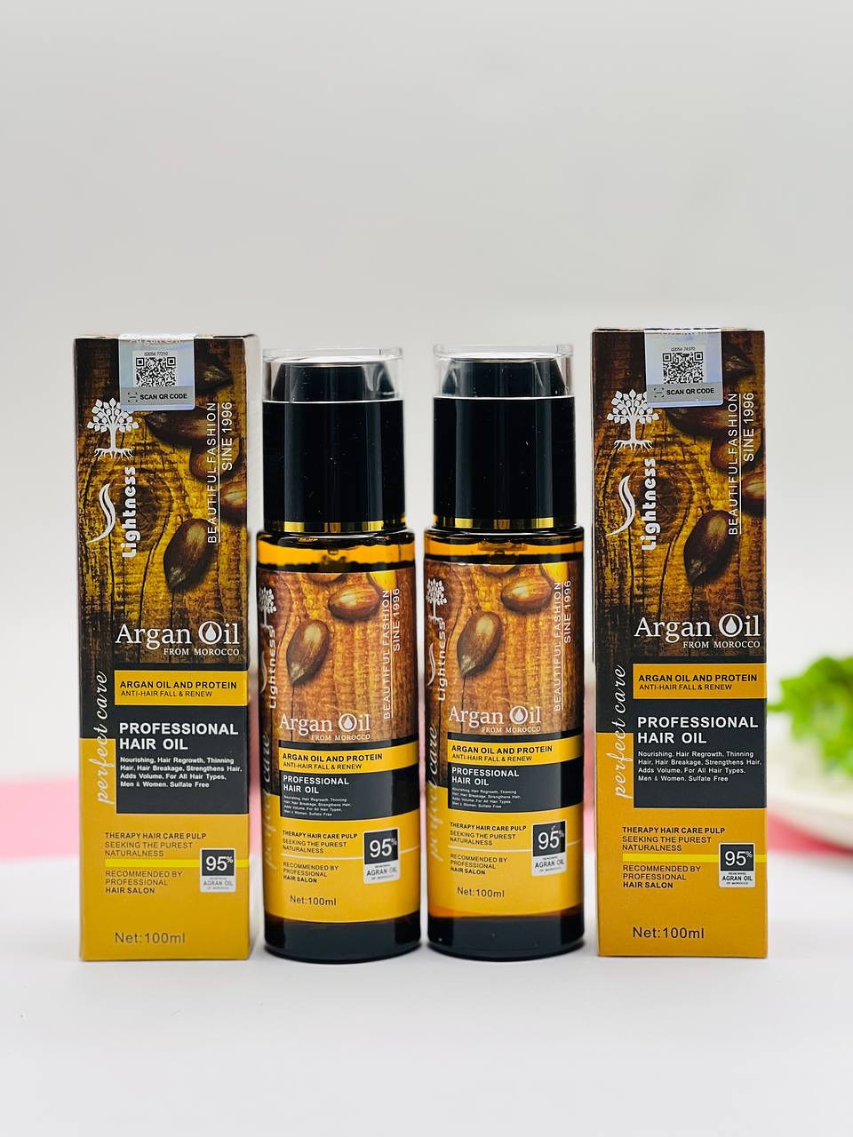 روغن تقویت کننده  مو آرگان برند لایتنس مناسب انواع مو حجم ۱۰۰ میل